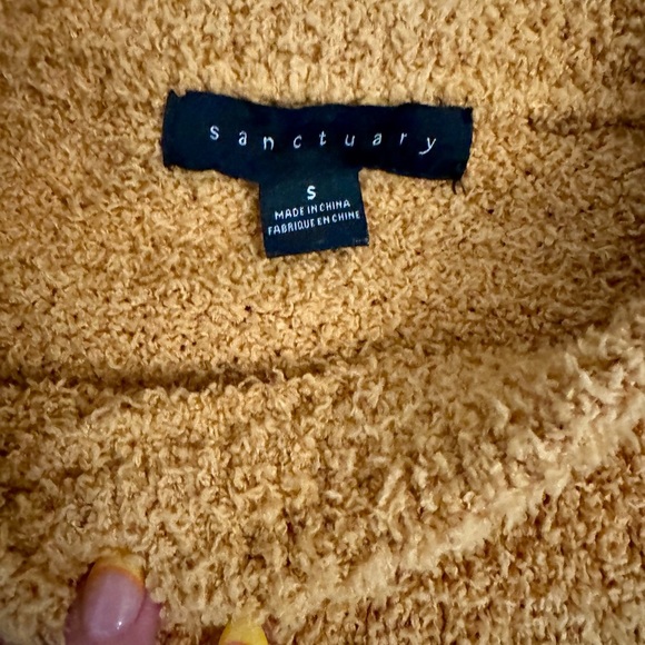 New Sanctuary Butterscotch Plush Volume Sleeve Crewneck Sweater~SZ:S - Picture 3 of 5